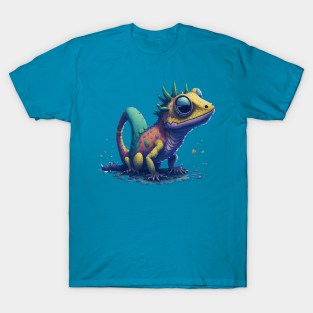 Gamer's Perfect Illustration - Cute Colorful Gekko T-Shirt